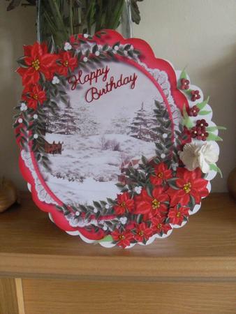Lovely Easel or Topper with Poinsettias  by Tracey Hutchins