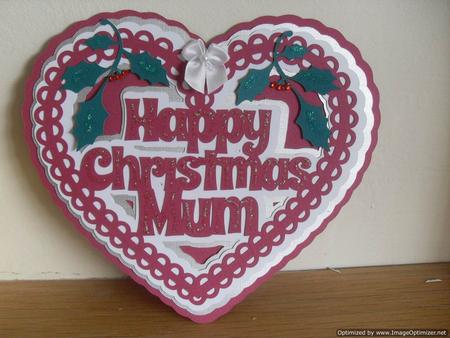 Christmas Heart Mum Card Topper / Hanging Ornament by Tracey Hutchins