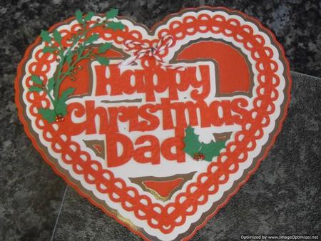Christmas Heart Dad Card Topper / Hanging Ornament by Tracey Hutchins