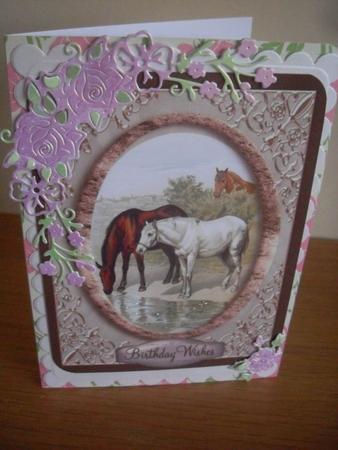 Lovely Horses in a Oval Frame . by Tracey Hutchins