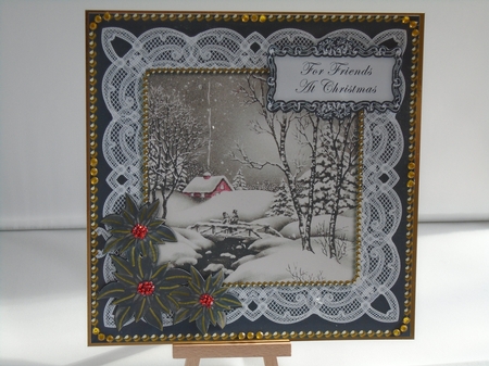 Winter Walk for Friends at Christmas 8in Sentiment Topper by Tracey Hutsby