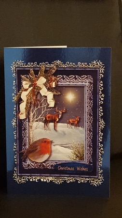Lovely Christmas Scene with Deers and Robin by Tracey Hutsby