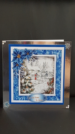 Beautiful Church and Blue Poinsettias  by Tracey Hutsby