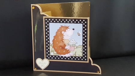 Cute Hedgehog Quick Cut and Fold Corner Card   by Tracey Hutsby
