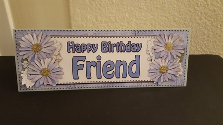 Large DL Happy Birthday FRIEND Daisies Floral 3D decoupage by Tracey Hutsby
