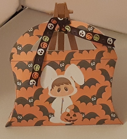 Halloween Bunny Candy Purse with a Orange Bats Halloween Background  Featured Gallery Photo