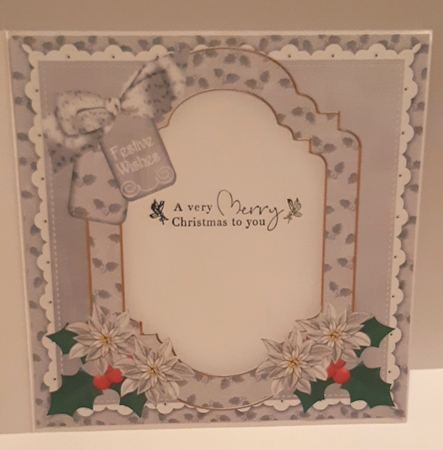 Christmas Day Church Festive Wishes 8x8inch Fancy Insert Panel by Tracey Hutsby