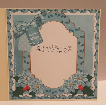 Teal Church Festive Wishes 8x8inch Fancy Insert Panel by Tracey Hutsby
