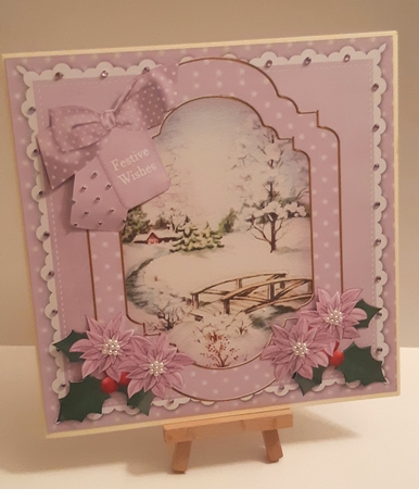 Lilac Snowscene Festive Wishes Fancy 8in Step by Step by Tracey Hutsby