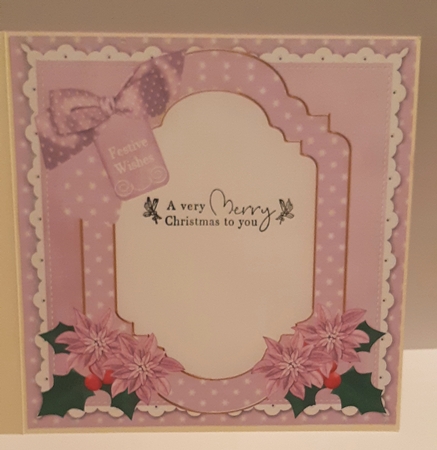 Lilac Snowscene Festive Wishes 8x8inch Fancy Insert Panel by Tracey Hutsby