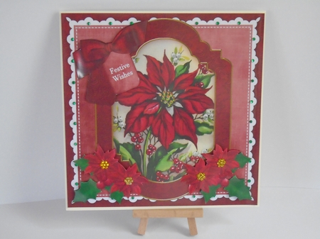 Red Poinsettia Festive Wishes Fancy 8in Step by Step by Tracey Hutsby