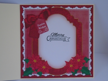 Red Poinsettia Festive Wishes 8x8inch Fancy Insert Panel by Tracey Hutsby