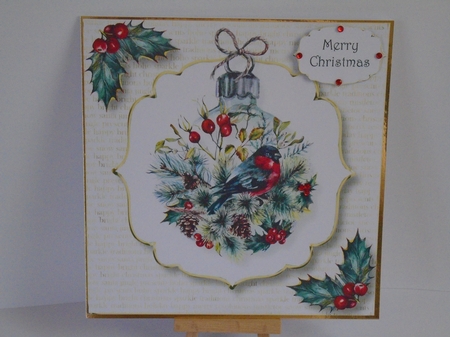 White & Gold - The Woodlands Bauble 8x8 by Tracey Hutsby