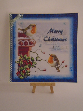 Robins With Holly And Postbox 8x8 by Tracey Hutsby