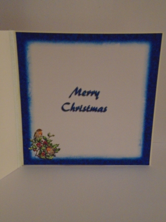 Robins With Holly And Postbox Inseret 8x8 And Gift Card by Tracey Hutsby