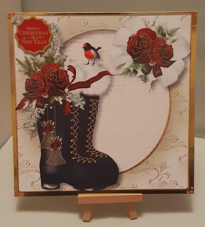 Santas Boots With Roses 8x8 by Tracey Hutsby