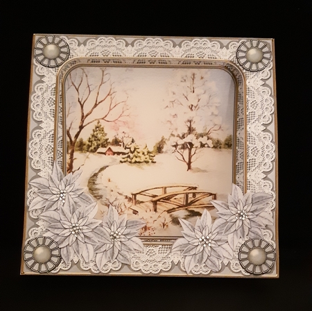 Silver Snowscene Vintage 7inch Tent Card Mini Kit by Tracey Hutsby