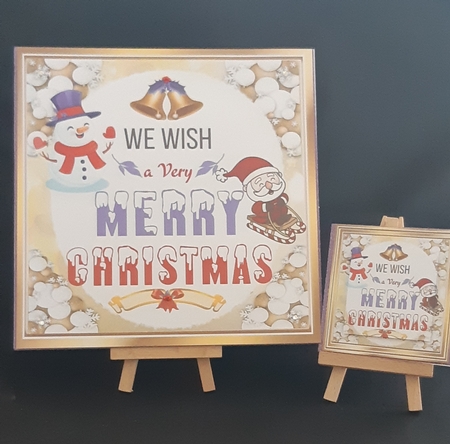 Lovely Snowman & jolly santa in snowball 8x8 frame (purple) by Tracey Hutsby