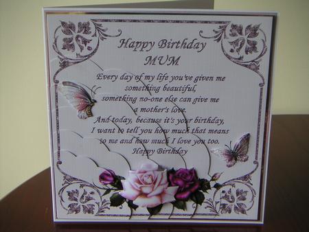 8 Inch Card with Flowers and Verse for Mum Kit by Tracey Hutsby