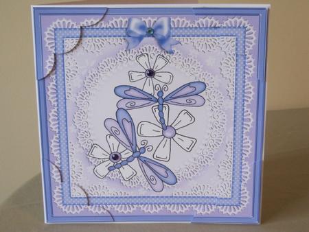 8 x 8 Dreamy Dragonflies Scalloped Corner Topper by Tracey Hutsby