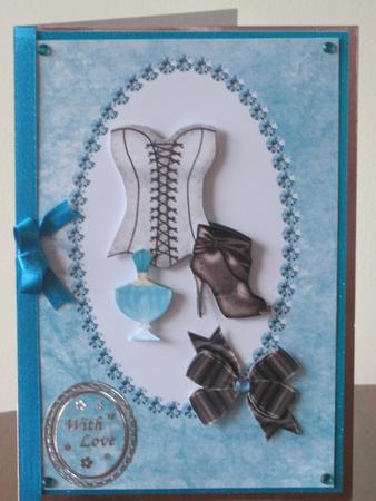 Corset & Boots - Blank Card by Tracey Hutsby