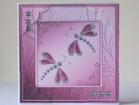 Diamante Dragonflies 8 x 8 Scalloped Corner Topper by Tracey Hutsby