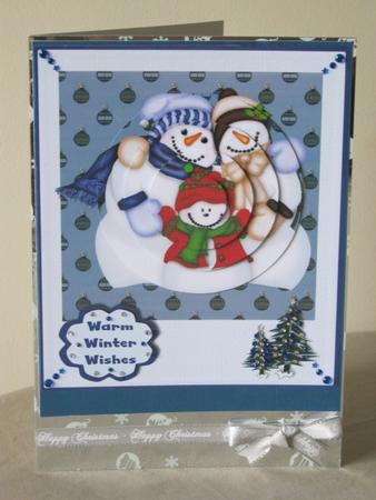 Snowman Family Card Front by Tracey Hutsby