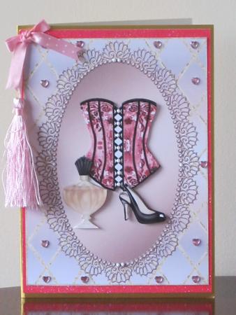 Pink Corset - Blank Card by Tracey Hutsby