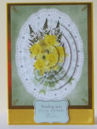 Just a Bunch of Daffodils Oval Pyramid by Tracey Hutsby