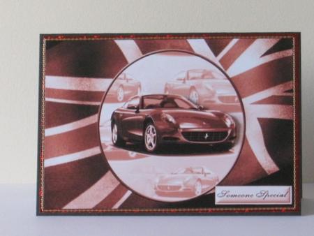Car, in Sepia, with Flag Background by Tracey Hutsby