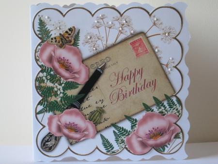 Pink Poppy Happy Birthday Ink Saver 8in Step by Step by Tracey Hutsby