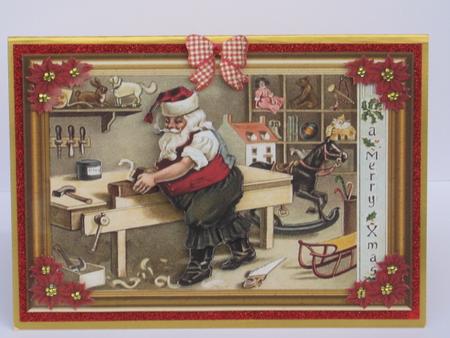 Christmas Santas Workshop Decoupage Topper by Tracey Hutsby