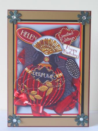 Burlesque Perfume Helen Birthday 7x5 Scallop Bottom Stacker by Tracey Hutsby