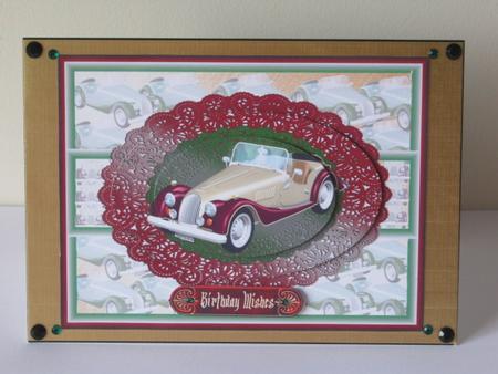 Classic Car Red Gold Morgan Dad Brother by Tracey Hutsby