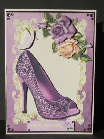 Lovely Purple Shoe with Roses by Tracey Hutsby