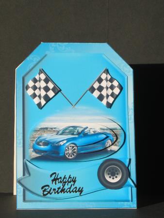 Blue Sports Car Tag Card by Tracey Hutsby