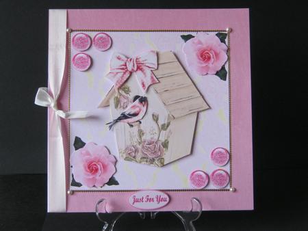 Little Pink Bird Card Topper & Decoupage by Tracey Hutsby