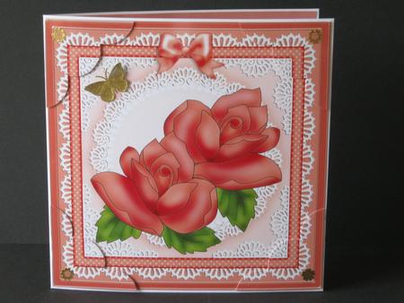 8 x 8 Just Roses Scalloped Corner Topper by Tracey Hutsby