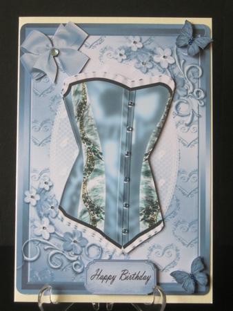 Lovely Pale Blue Corset with Little Blue Flowers by Tracey Hutsby