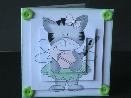 Angel Princess Kitty 4x4 Quick Card by Tracey Hutsby