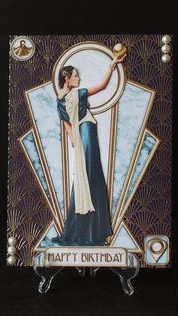Pandore Art Deco Shaped Panels (blue) by Tracey Hutsby