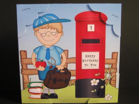 8 x 8 Boyz Zeke Schoolboy Scalloped Corner Topper by Tracey Hutsby