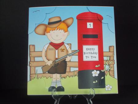 8 x 8 Boyz Zeb Cowboy Scalloped Corner Topper by Tracey Hutsby
