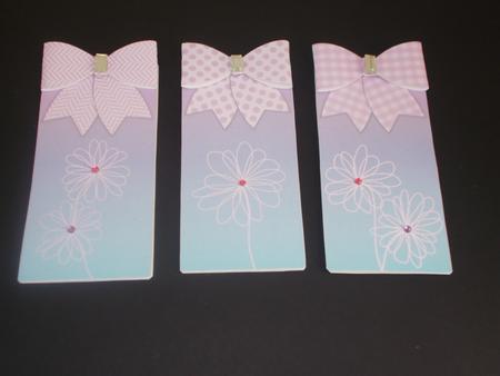 Flower and Bow Magnetic Bookmarks - Pink and Blue by Tracey Hutsby