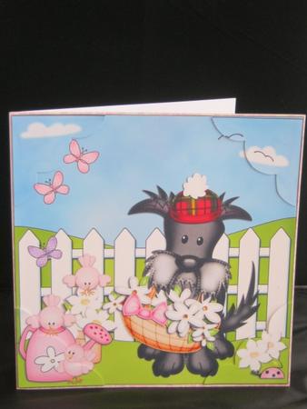 8 x 8 Hamish Scottie Dog Basket Scalloped Corner Topper by Tracey Hutsby