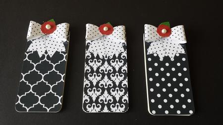 Black and White Spotty Dotty Bow Magnetic Bookmarks by Tracey Hutsby