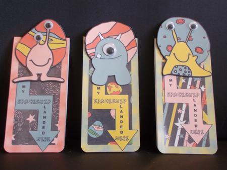 Space Alien Magnetic Bookmarks Muted Tones by Tracey Hutsby