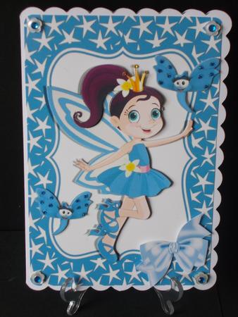 Dancing Faerie in Blue Star Frame with Dragonflies by Tracey Hutsby