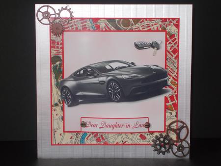 Aston Martin Birthday Card for 8x8 by Tracey Hutsby