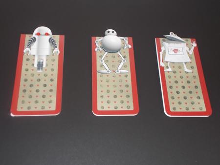 Robot Valentine's Day Magnetic Bookmarks by Tracey Hutsby